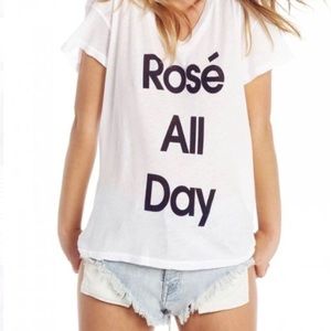 WILDFOX Rosé All Day White T-Shirt SIZE LARGE